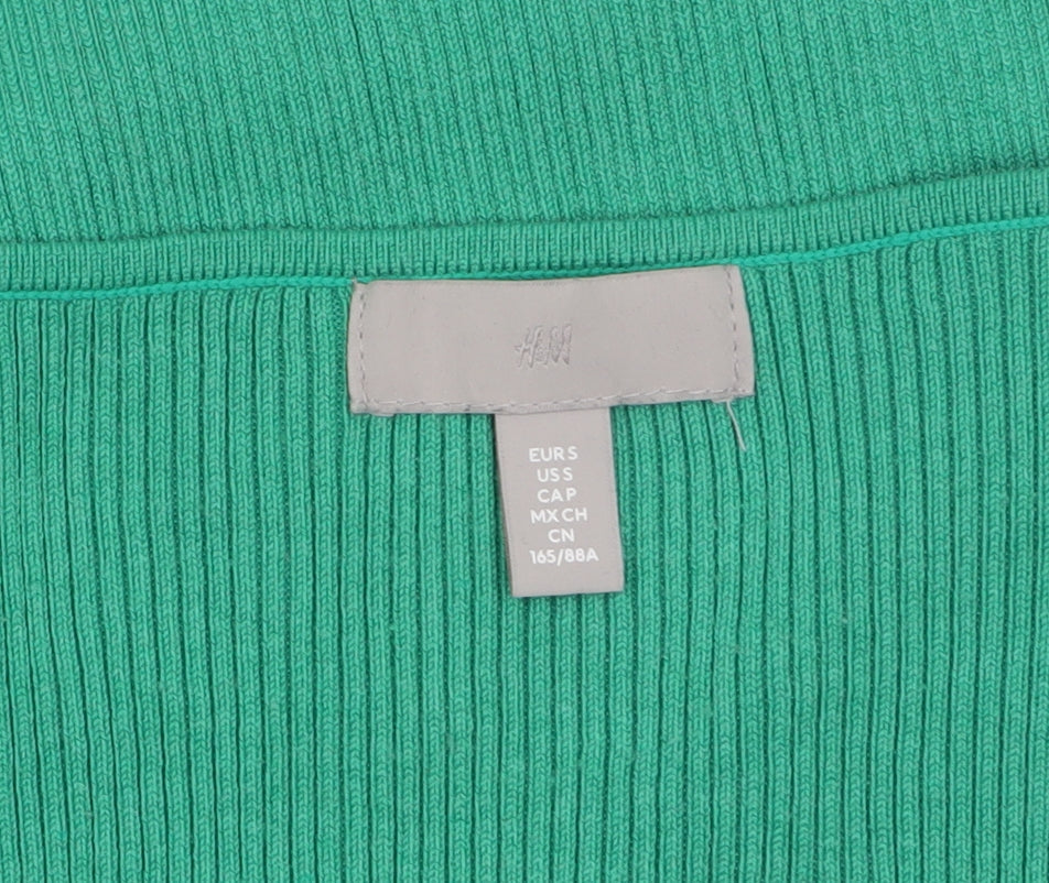 H&M Women Green Long Sleeve Bodycon Midi Dress Size 12
