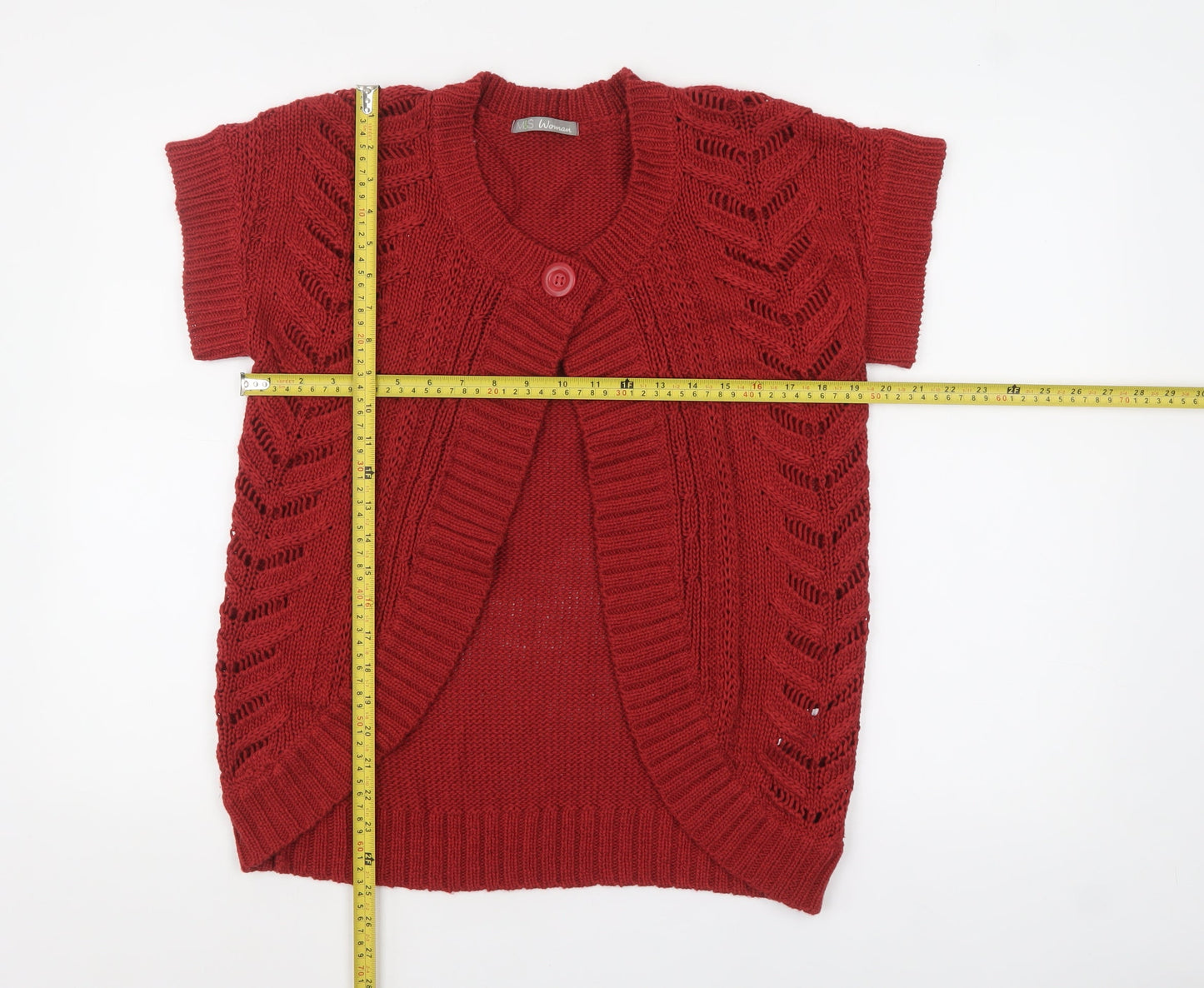 Marks and Spencer Women’s Red Open Knit Short Sleeve Cardigan Size 10