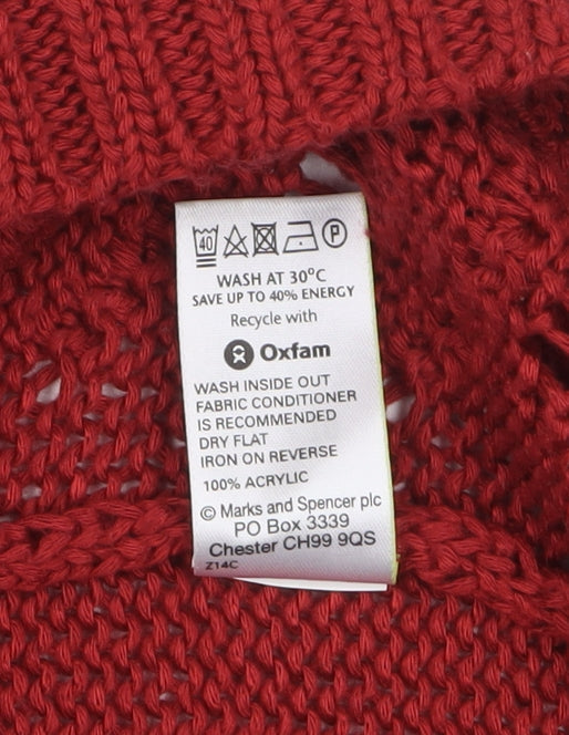 Marks and Spencer Women’s Red Open Knit Short Sleeve Cardigan Size 10