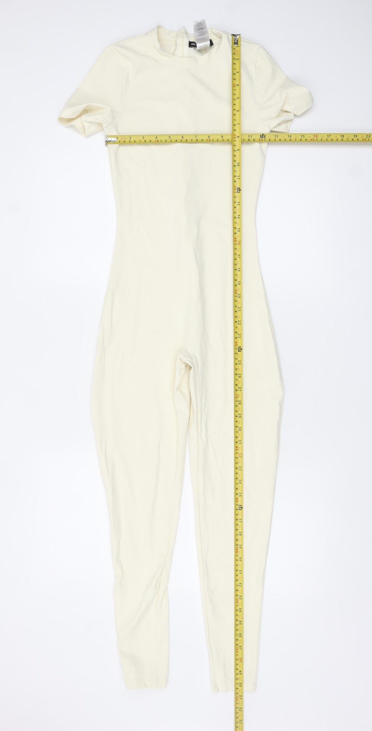 PrettyLittleThing Women’s Ivory Short Sleeve Slim Fit Catsuit Size 8