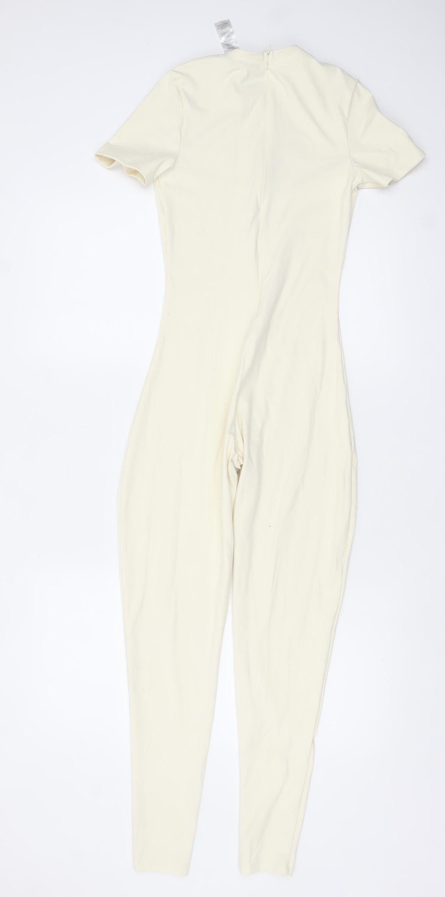 PrettyLittleThing Women’s Ivory Short Sleeve Slim Fit Catsuit Size 8