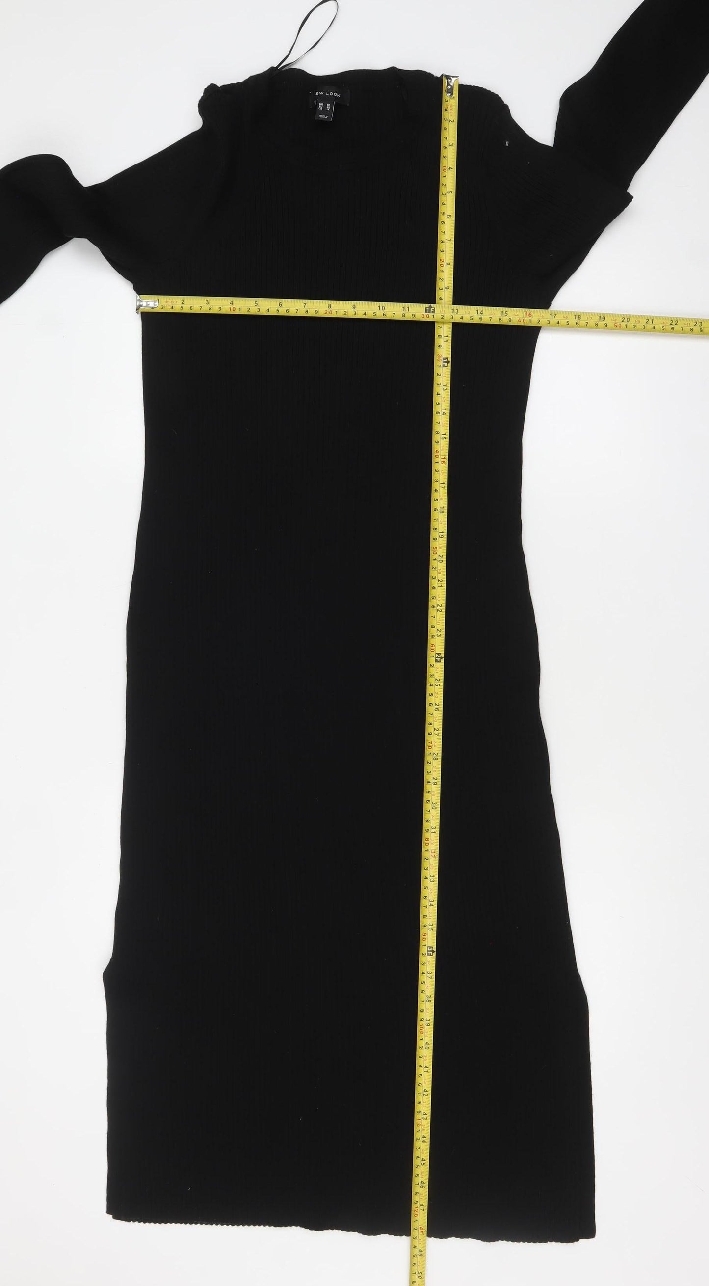 New Look Women’s Black Knit Bodycon Midi Dress Size 18