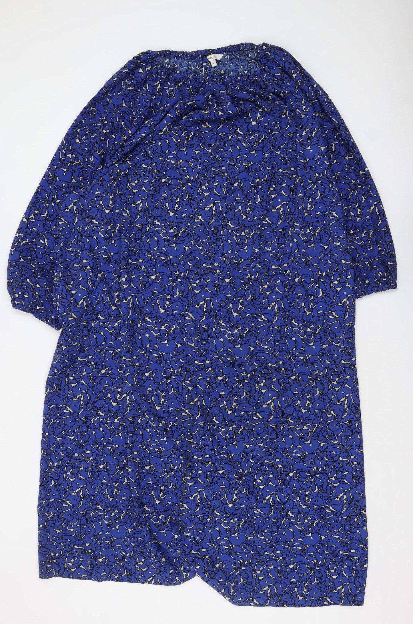 Next Women Blue Floral Shift Dress Size 14 3/4 Sleeve