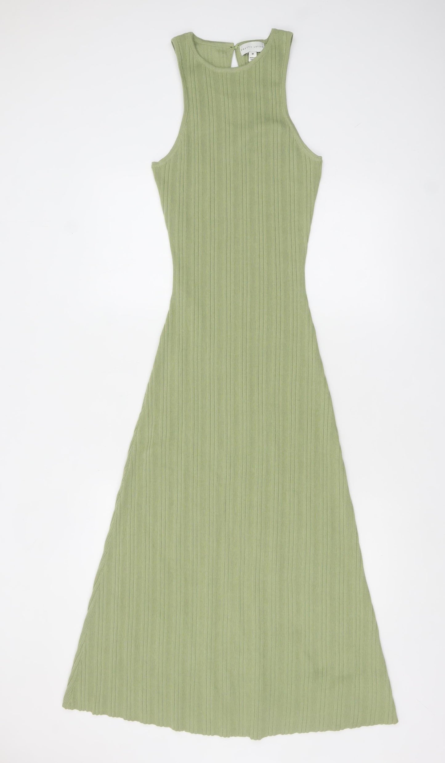 Pretty Lavish Women’s Green Midi A-Line Knit Sleeveless Dress M