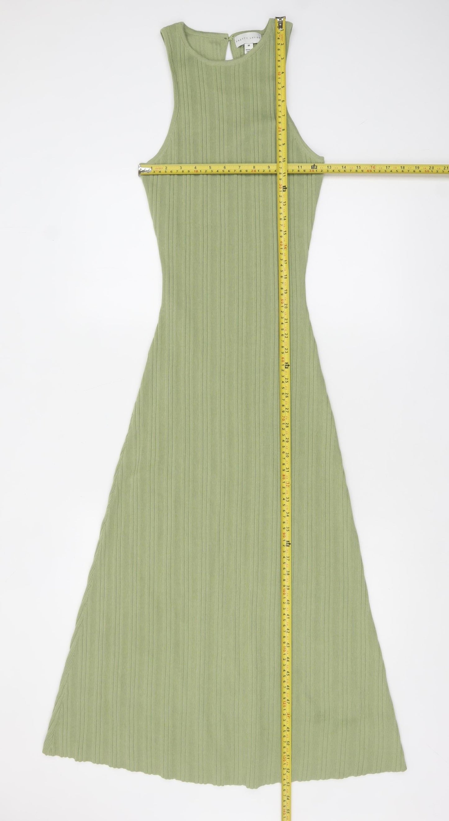 Pretty Lavish Women’s Green Midi A-Line Knit Sleeveless Dress M