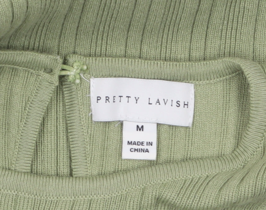 Pretty Lavish Women’s Green Midi A-Line Knit Sleeveless Dress M