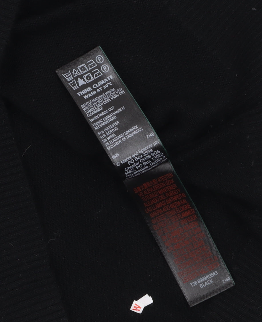 Marks and Spencer Women's Black Roll Neck Jumper Size S