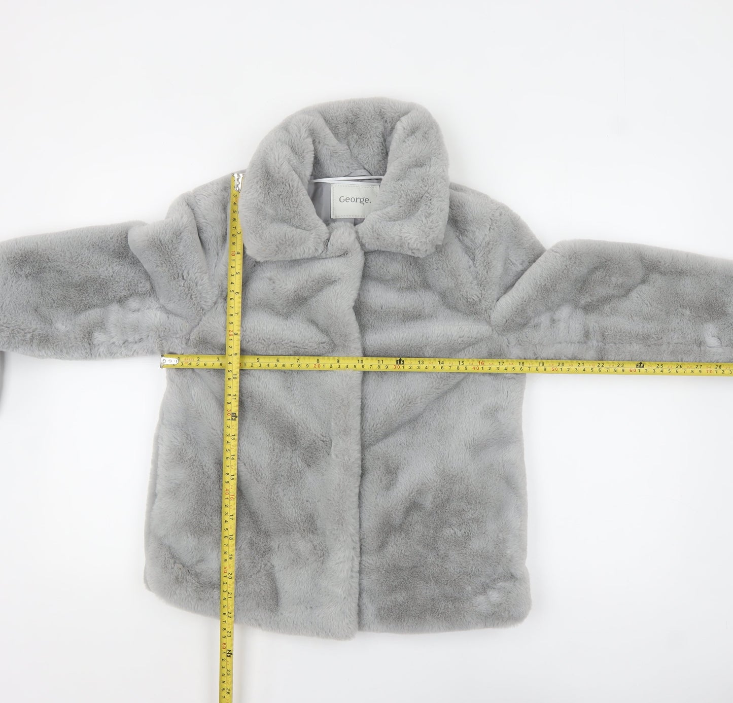 George Women’s Grey Faux Fur Coat XS Soft Lined Winter Overcoat