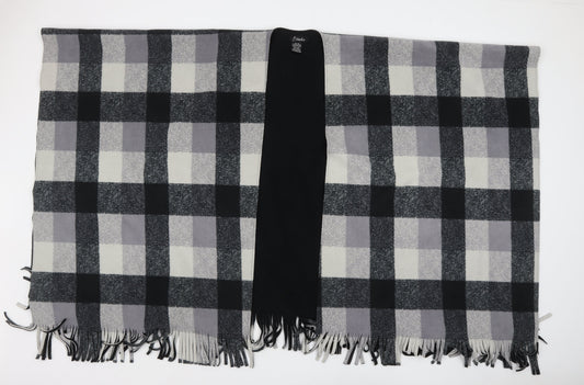 Estudio Women Grey Check Poncho One Size Fleece Fringe Wrap