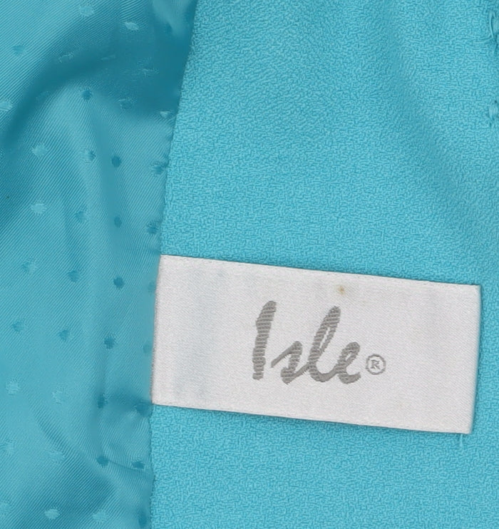 Isle Women Blue Regular 3/4 Sleeve Shawl Collar Blazer Size 22