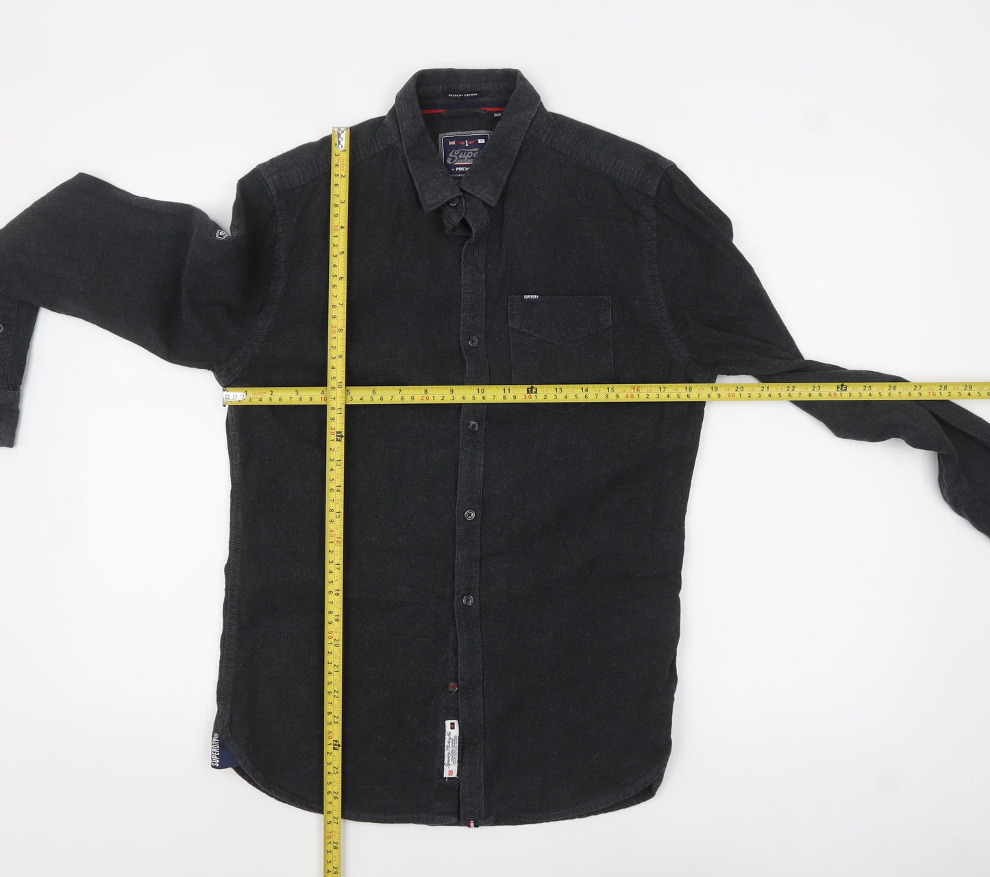 Superdry Men’s Black Flannel Button-Up Long Sleeve Casual Shirt Medium