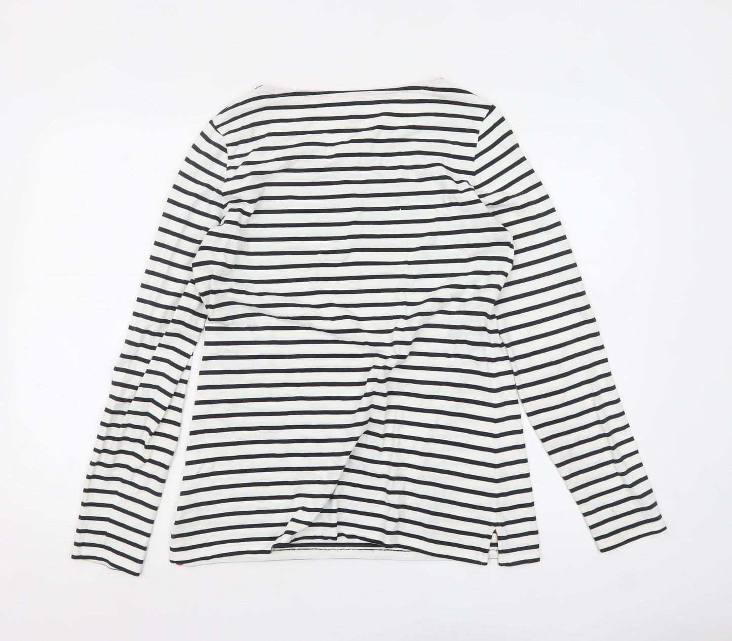 Boden Women's White Black Striped Long Sleeve Cotton T-Shirt UK12