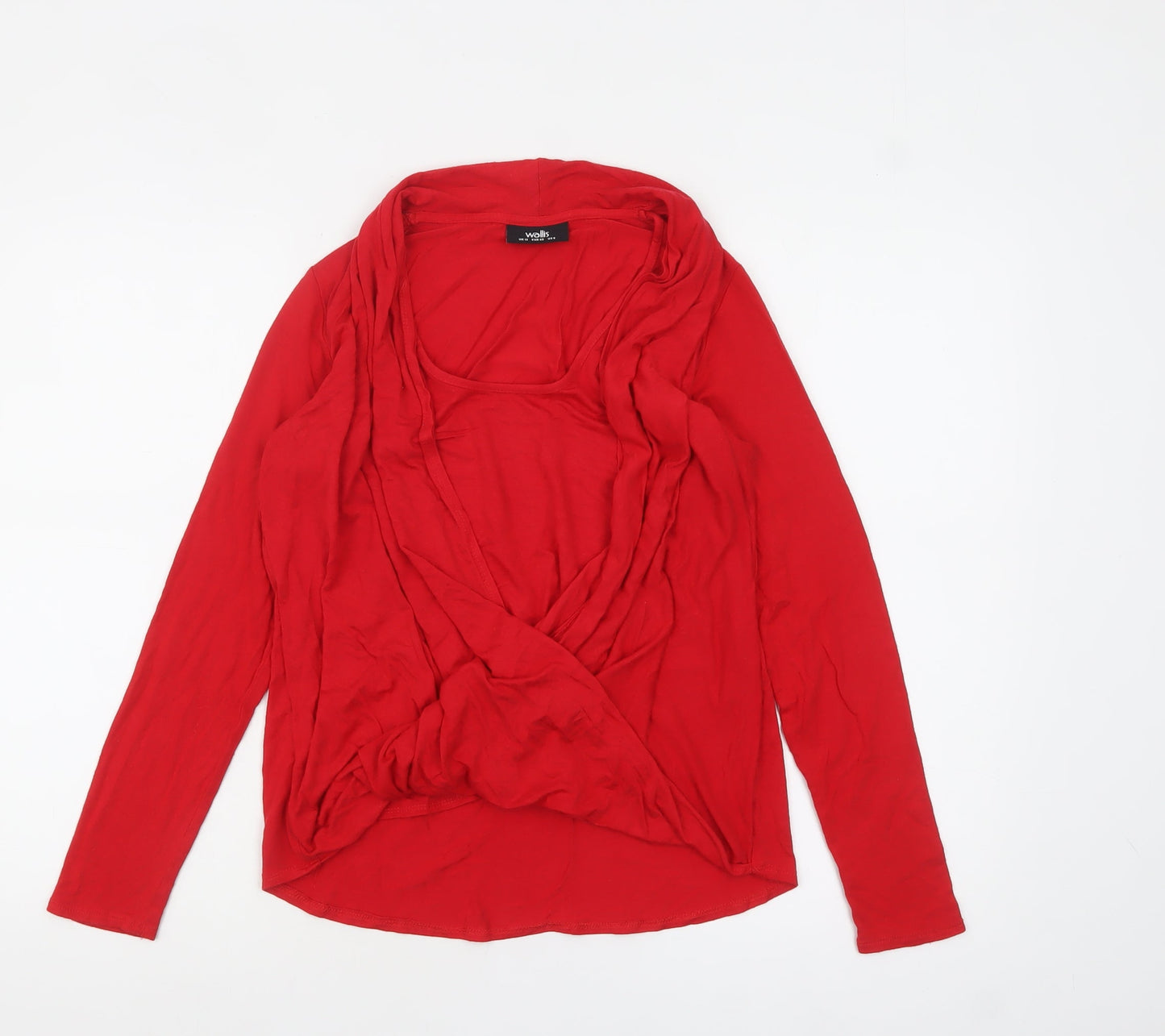Wallis Women Red Wrap Long Sleeve Jersey Blouse Size 12