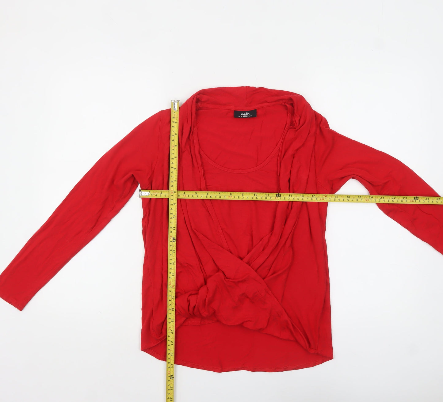 Wallis Women Red Wrap Long Sleeve Jersey Blouse Size 12