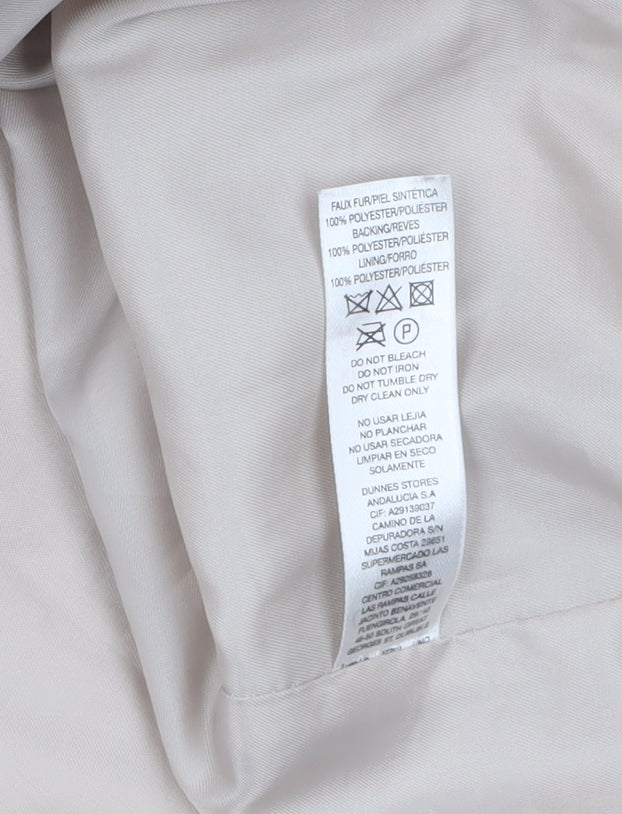 Gallery Womens Beige Long Teddy Fleece Overcoat Size 8