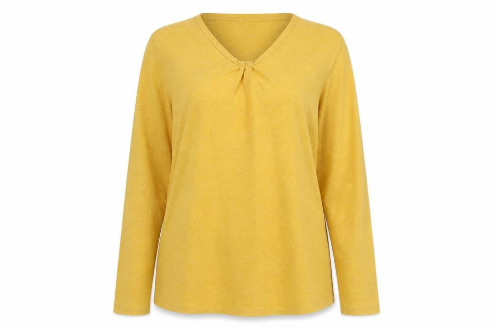 Marks & Spencer Women's Yellow Long Sleeve V-Neck T-Shirt Size 16