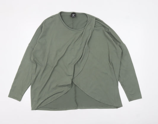 Maxed Womens Green Long Sleeve Wrap Style Jersey Top M