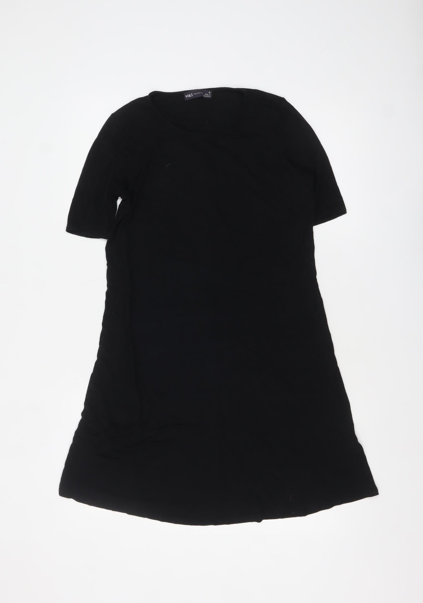 Marks and Spencer Women Black Size 10 Short Sleeve Jersey T-Shirt Dress