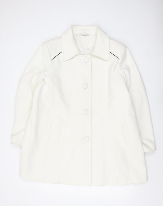 Special Collection Women's White Size 22 Mid-Length Button Coat