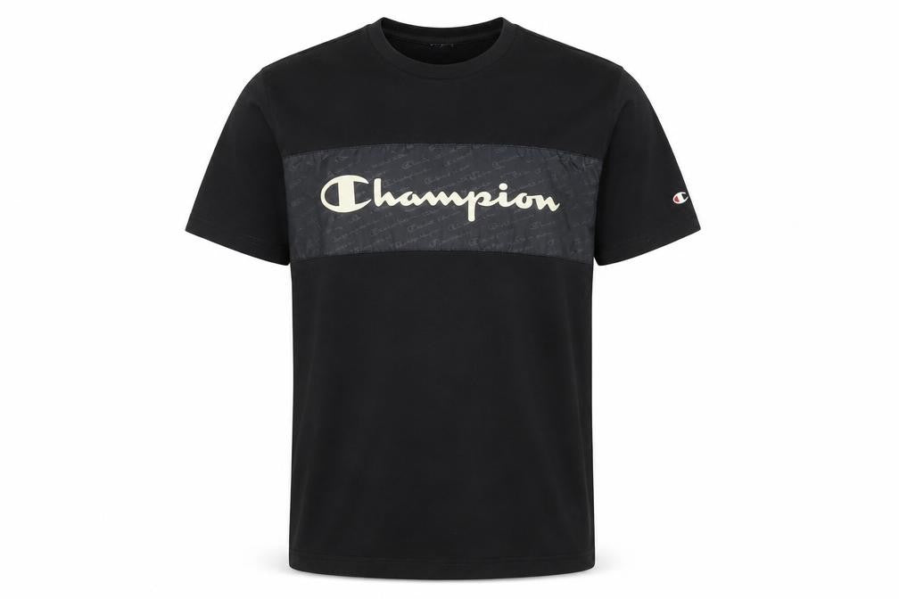 Champion Men's Black Medium Graphic Logo Crew Neck T-Shirt