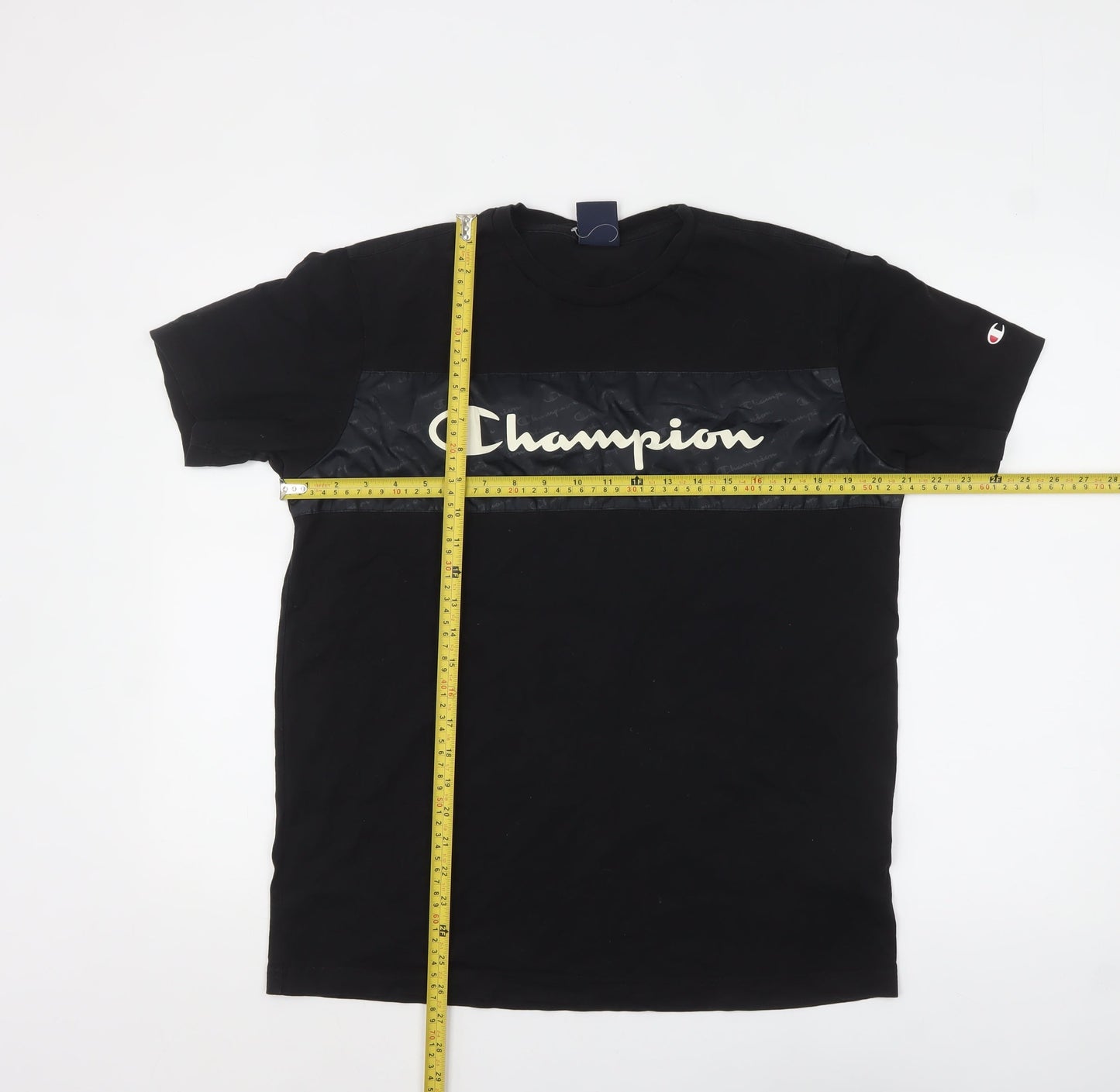 Champion Men's Black Medium Graphic Logo Crew Neck T-Shirt