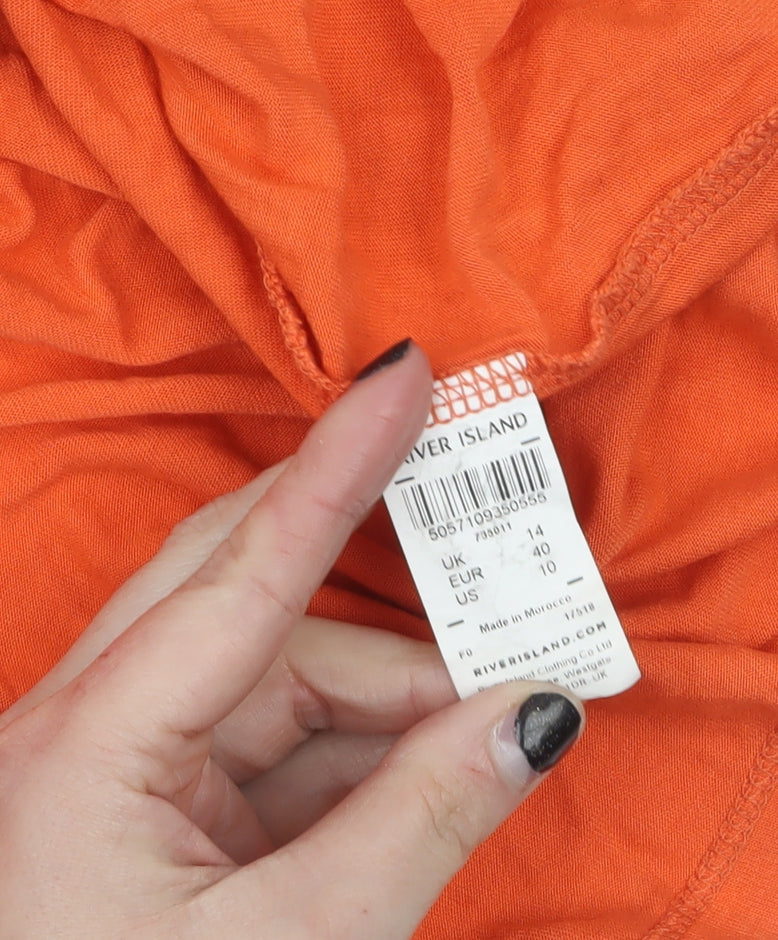 River Island Women’s Orange Viscose Sleeveless T-Shirt Size 14
