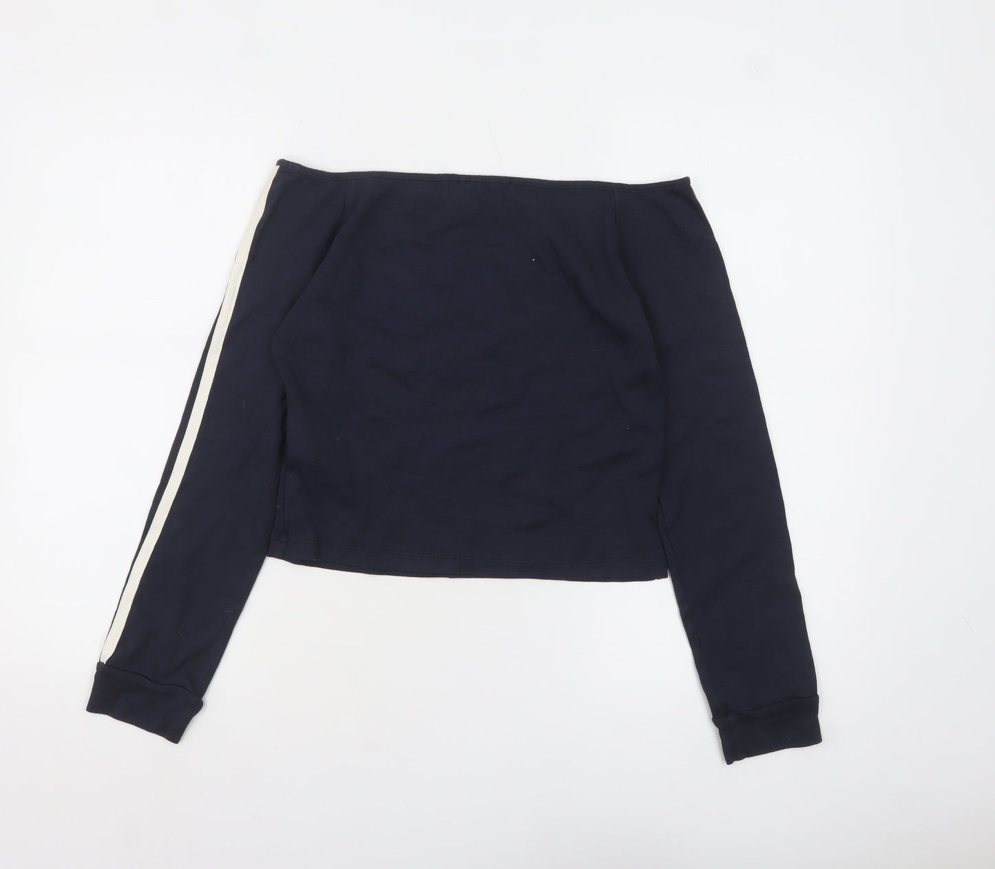 Pull&Bear Women's Blue Off Shoulder Cropped Long Sleeve Top Size L