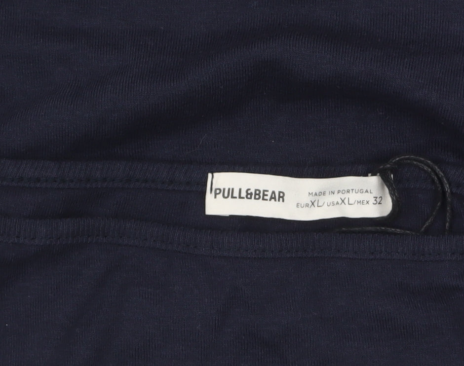 Pull&Bear Women's Blue Off Shoulder Cropped Long Sleeve Top Size L