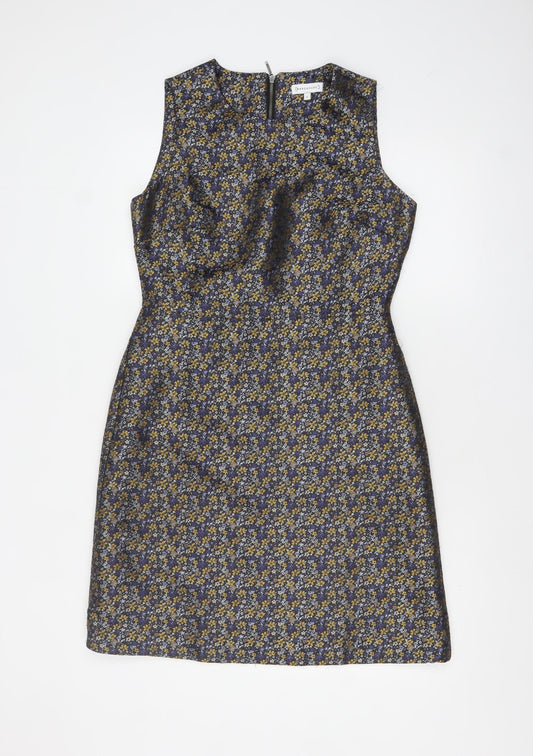 Warehouse Women’s Multicoloured Floral Jacquard Shift Dress Size 12