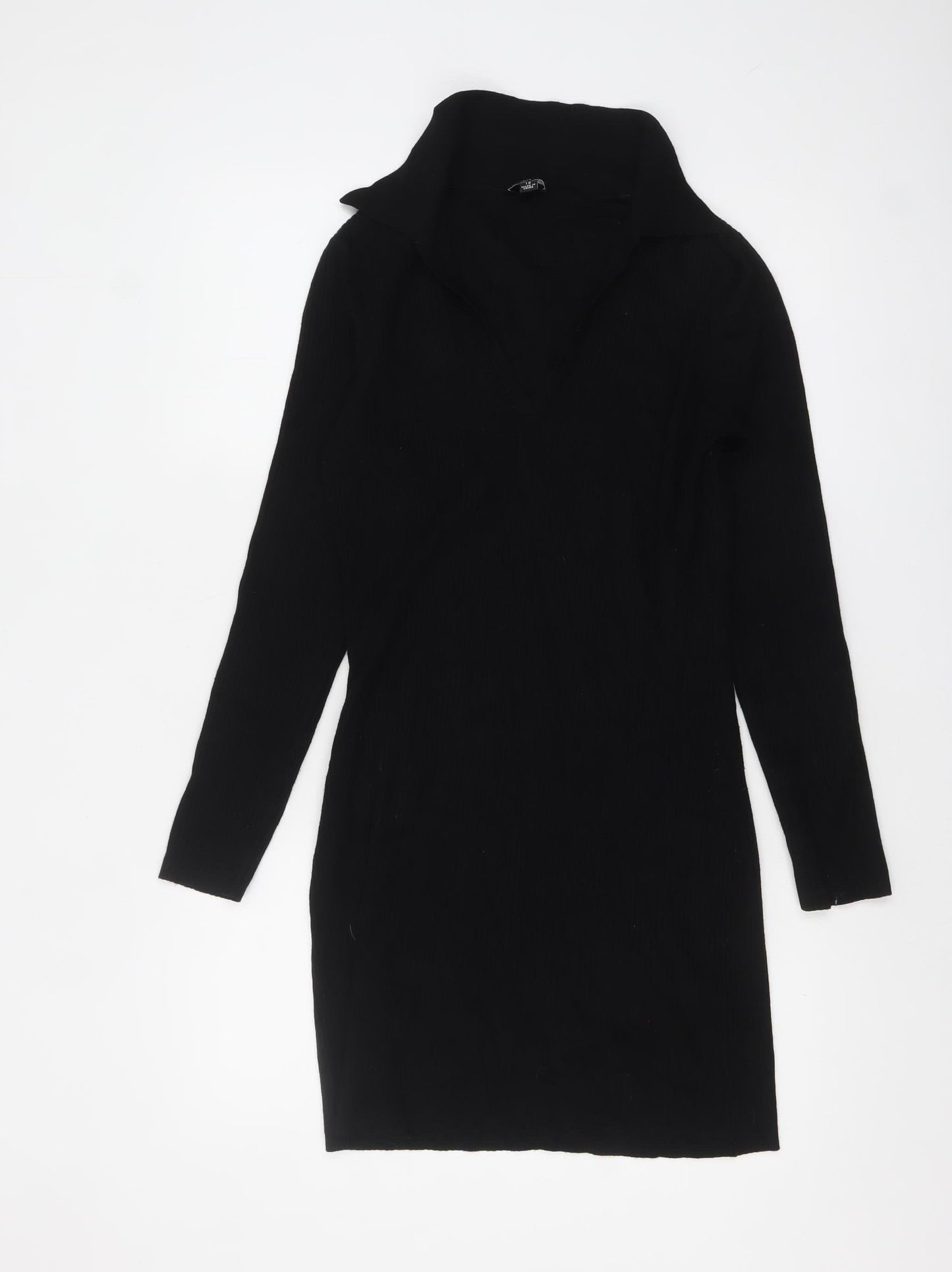 Pour Moi Women’s Black Collared Bodycon Knit Dress Size 12