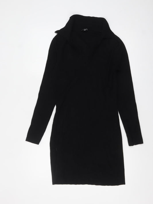 Pour Moi Women’s Black Collared Bodycon Knit Dress Size 12