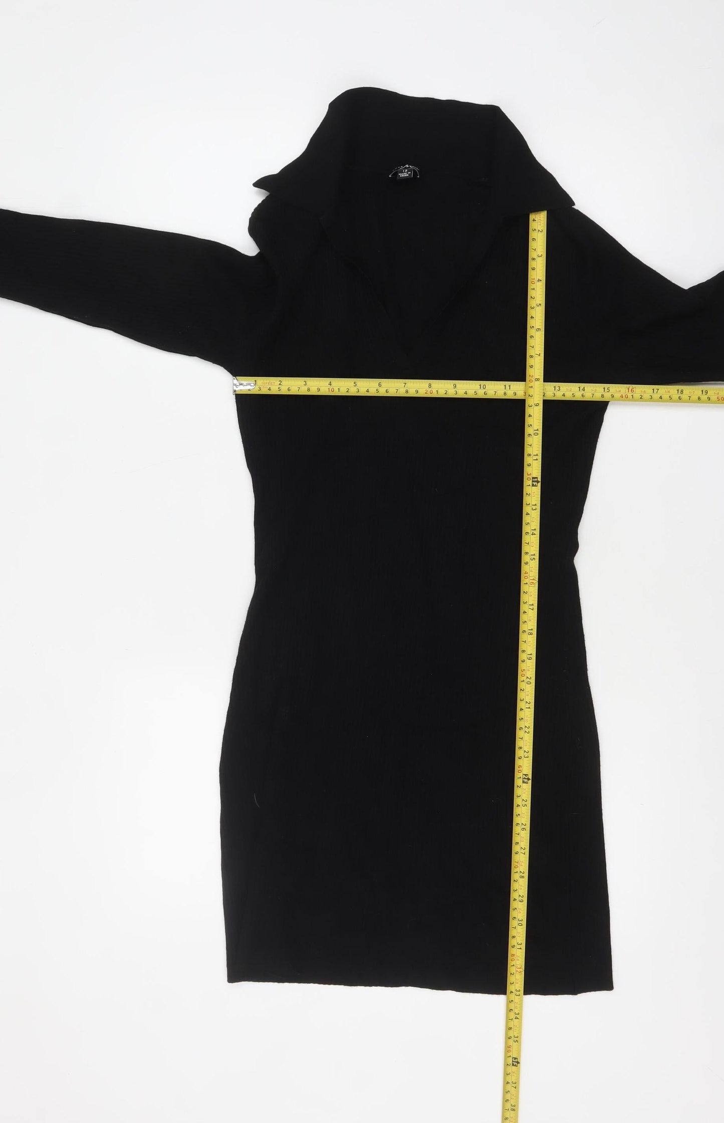 Pour Moi Women’s Black Collared Bodycon Knit Dress Size 12