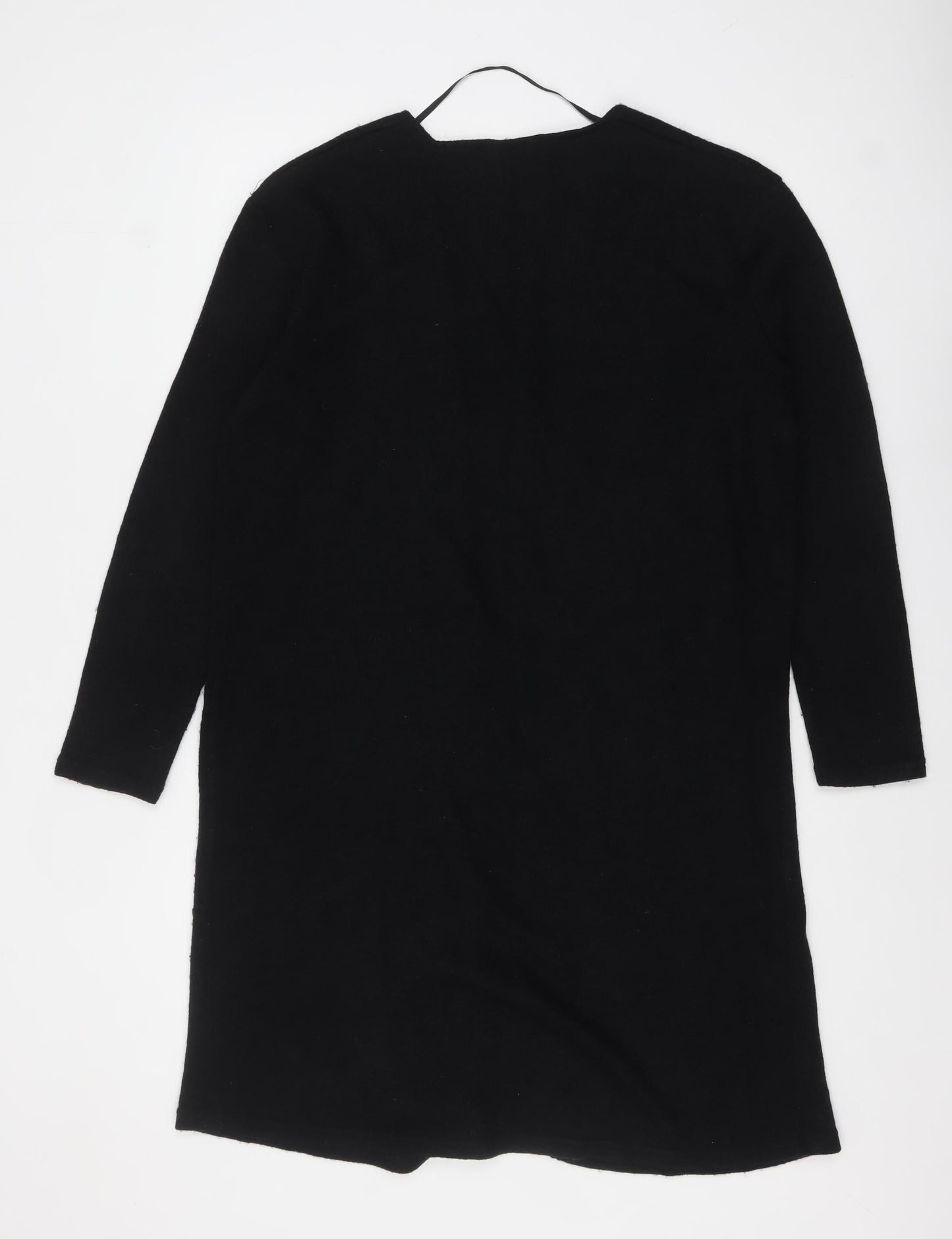 AX Paris Women Black Longline Cardigan M/L Knit Open Front