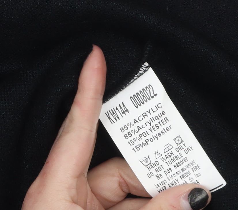 AX Paris Women Black Longline Cardigan M/L Knit Open Front
