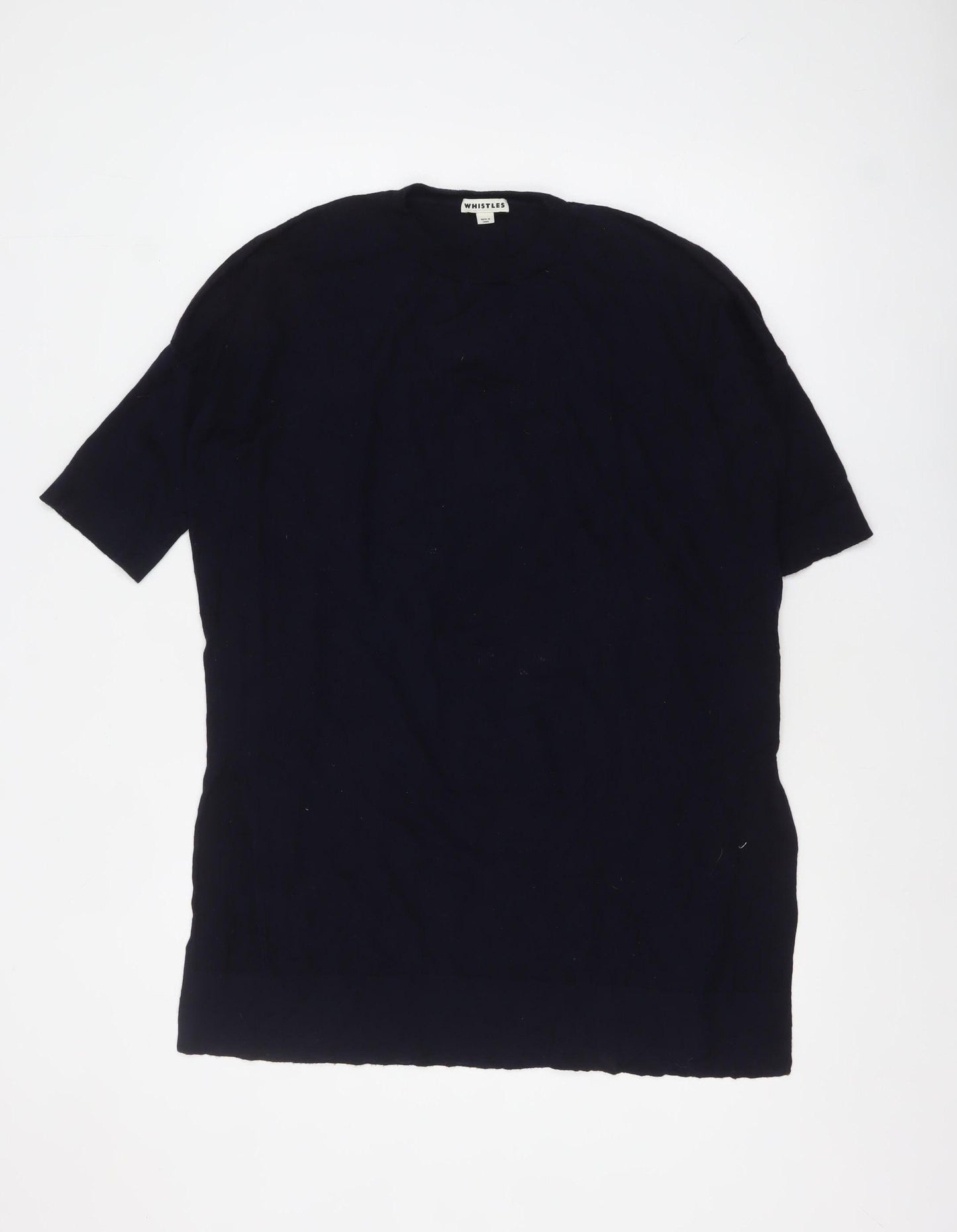 Whistles Women's Black Wool Viscose Short Sleeve Pullover Jumper M
