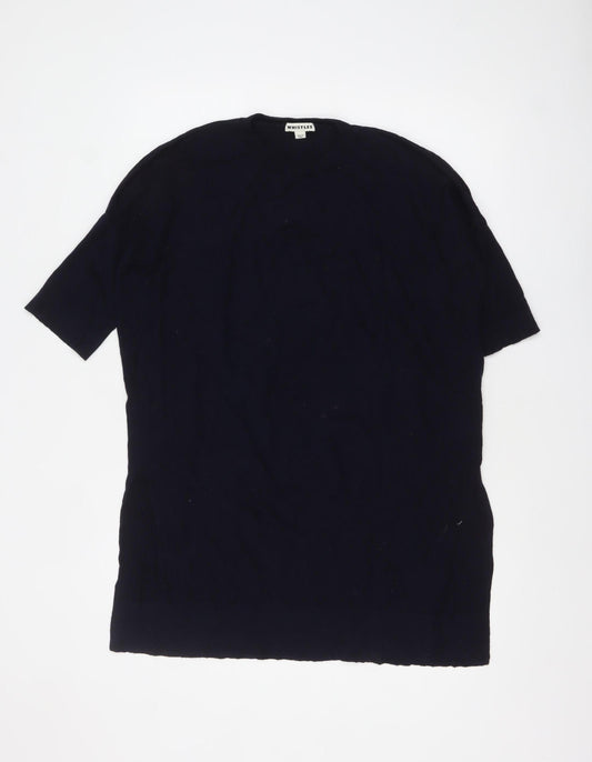 Whistles Women's Black Wool Viscose Short Sleeve Pullover Jumper M