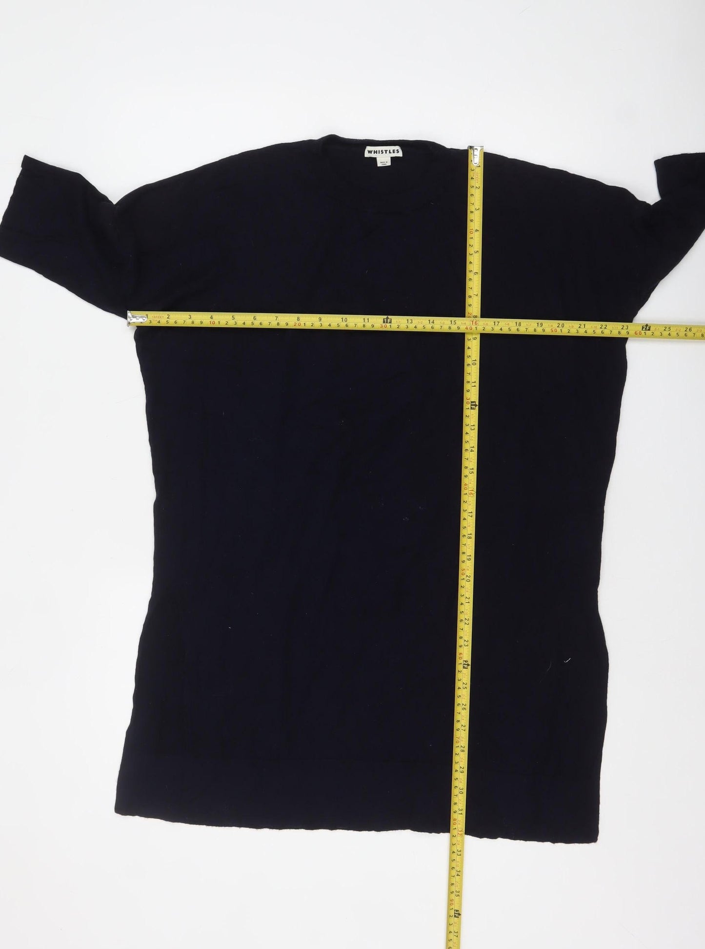 Whistles Women's Black Wool Viscose Short Sleeve Pullover Jumper M
