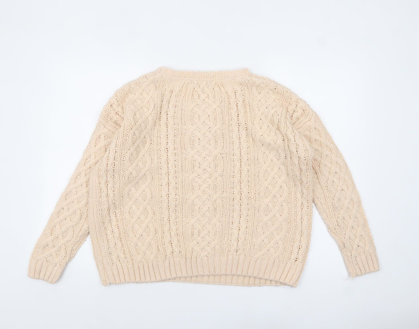 Debenhams Women Beige Cable-Knit Acrylic Jumper Size 14