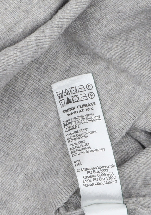 Marks and Spencer Women Grey L Crew Neck Button Shoulder Pullover Jumper