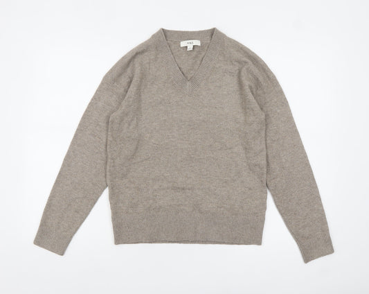 Marks and Spencer Women's Beige V-Neck Jumper Size S Classic Knit