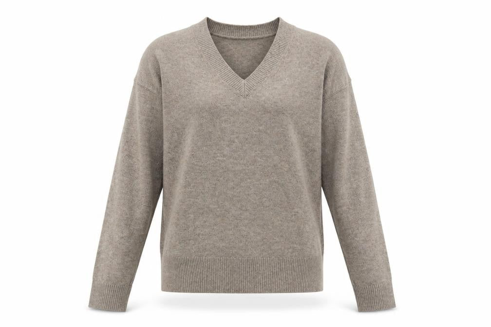Marks & Spencer Women's Beige V-Neck Jumper Size S Classic Knit