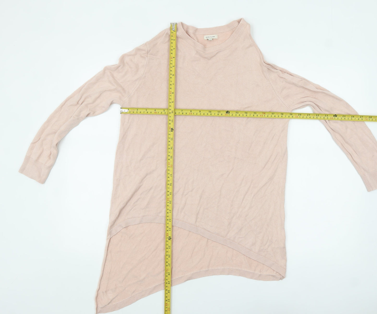 River Island Women Pink Size 14 Asymmetric Long Sleeve Pullover Jumper