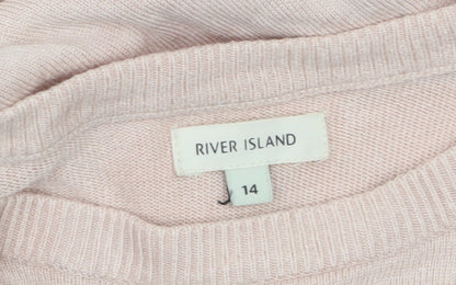 River Island Women Pink Size 14 Asymmetric Long Sleeve Pullover Jumper