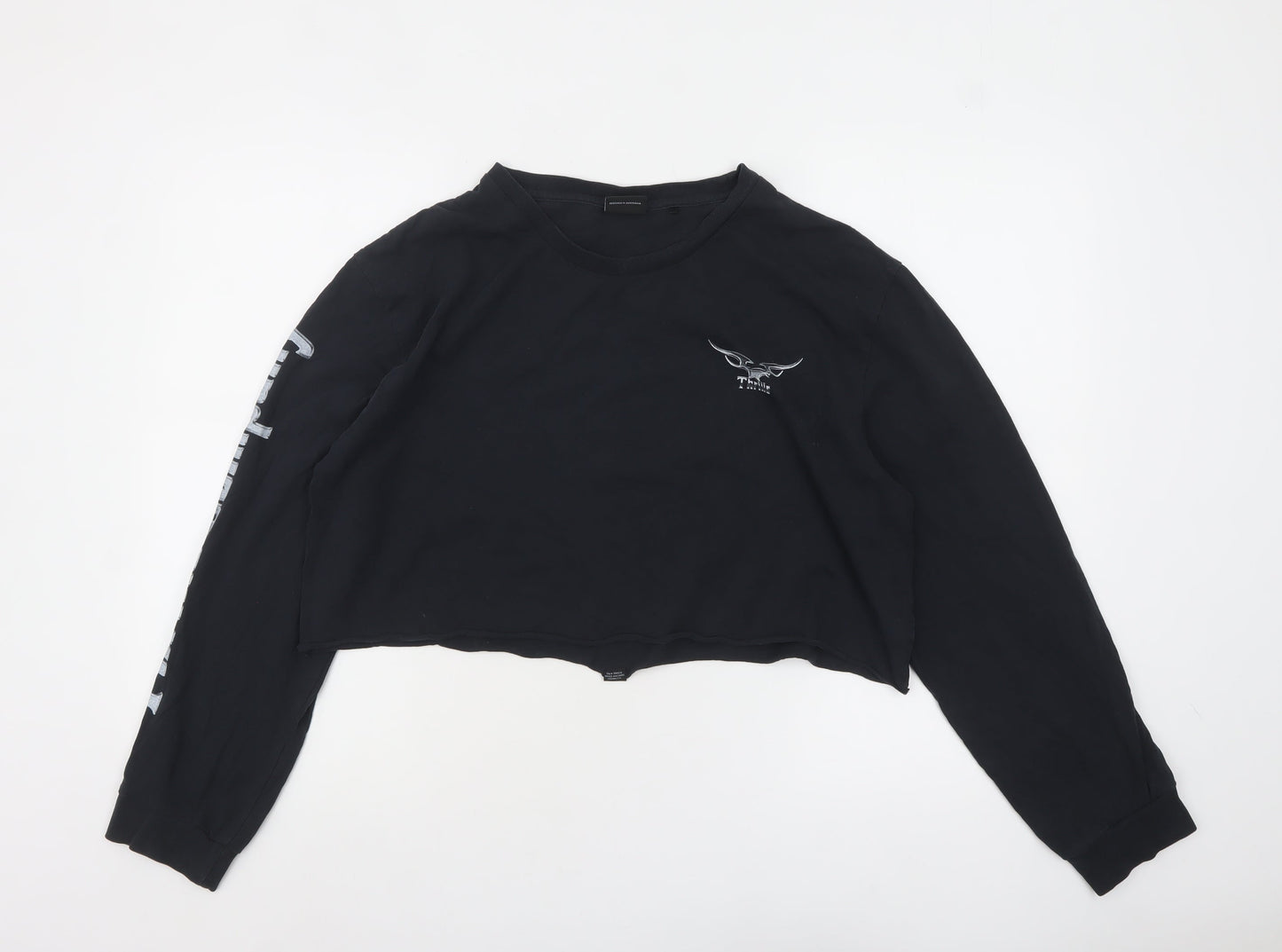 Thrills Womens Black Cropped Long Sleeve T-Shirt L
