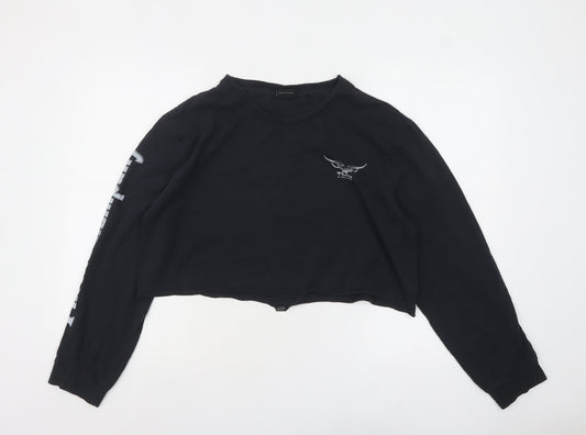 Thrills Womens Black Cropped Long Sleeve T-Shirt L