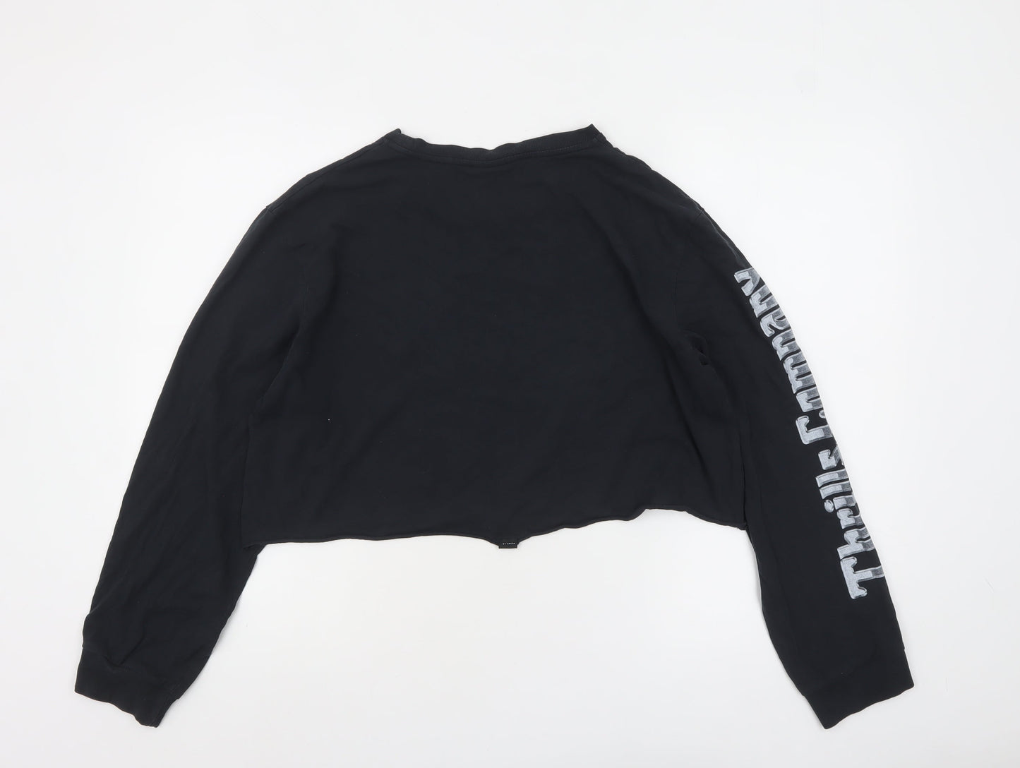 Thrills Womens Black Cropped Long Sleeve T-Shirt L