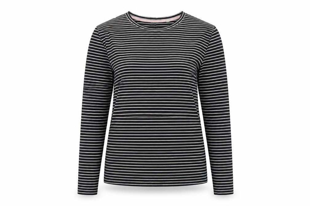 Boden Women Black Striped Long Sleeve Cotton Jersey T-Shirt M