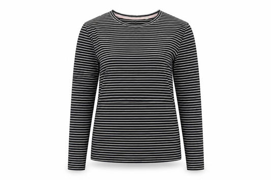 Boden Women Black Striped Long Sleeve Cotton Jersey T-Shirt M