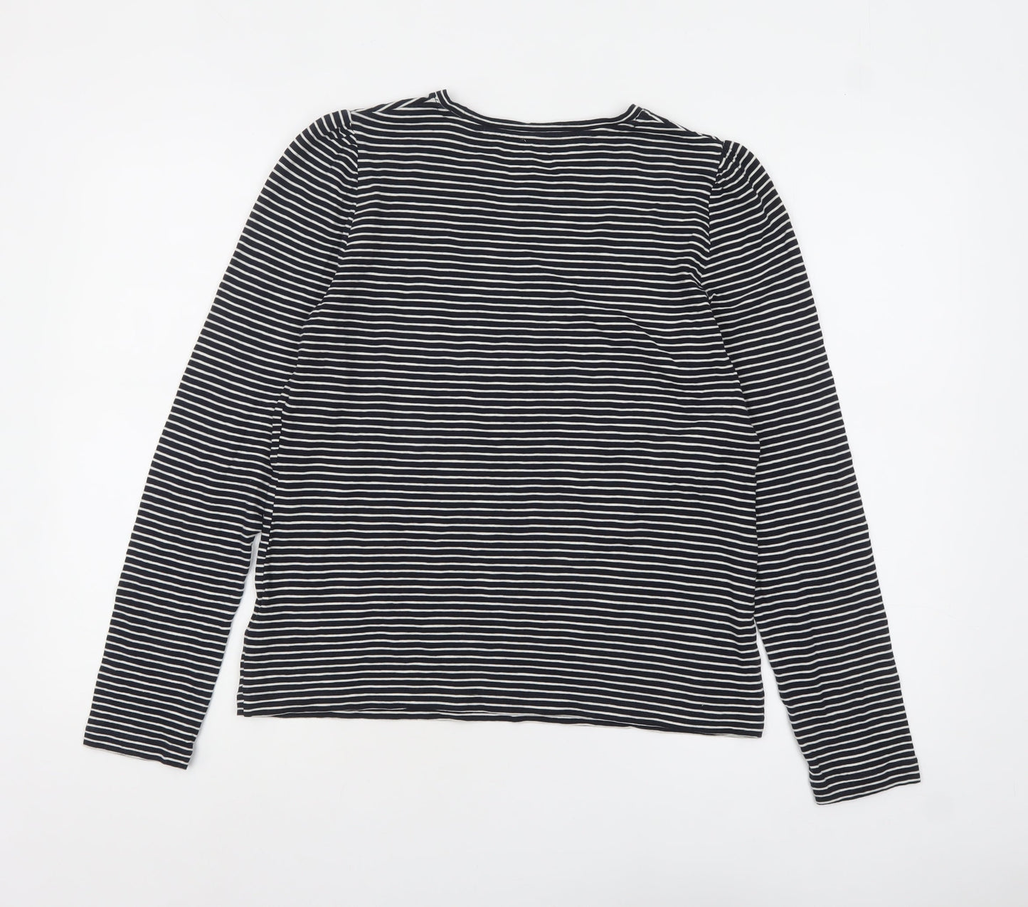 Boden Women Black Striped Long Sleeve Cotton Jersey T-Shirt M
