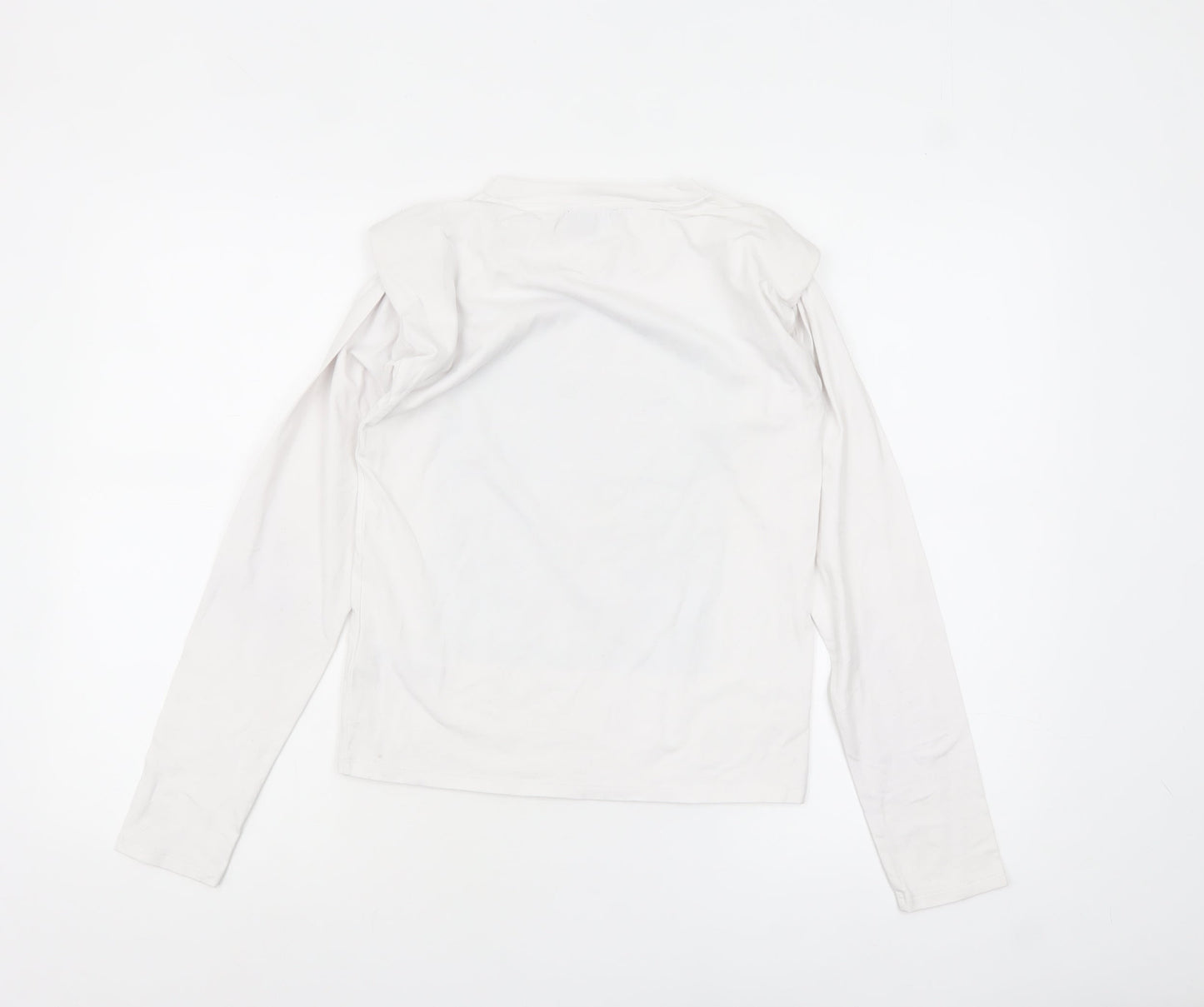 DKNY Women's White Long Sleeve Crew Neck Logo T-Shirt Size 14